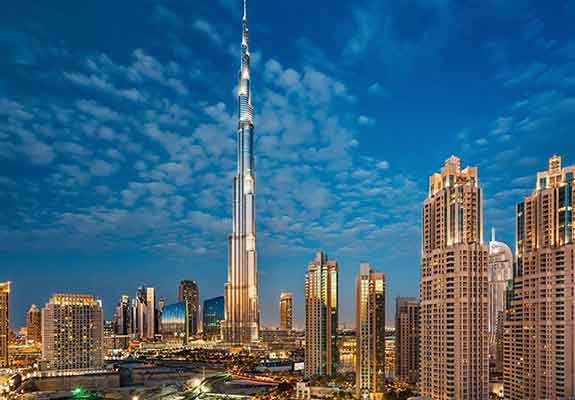 Modern architecture in Dubai with skyscrapers and futuristic design